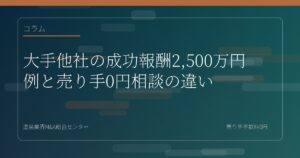 大手他社の成功報酬2,500万円例と譲渡企業0円相談の違い
